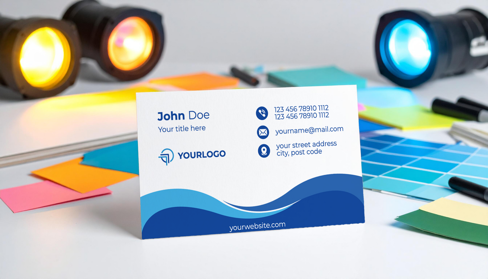 Creative Studio Business Card Mockup with Design Tools psd