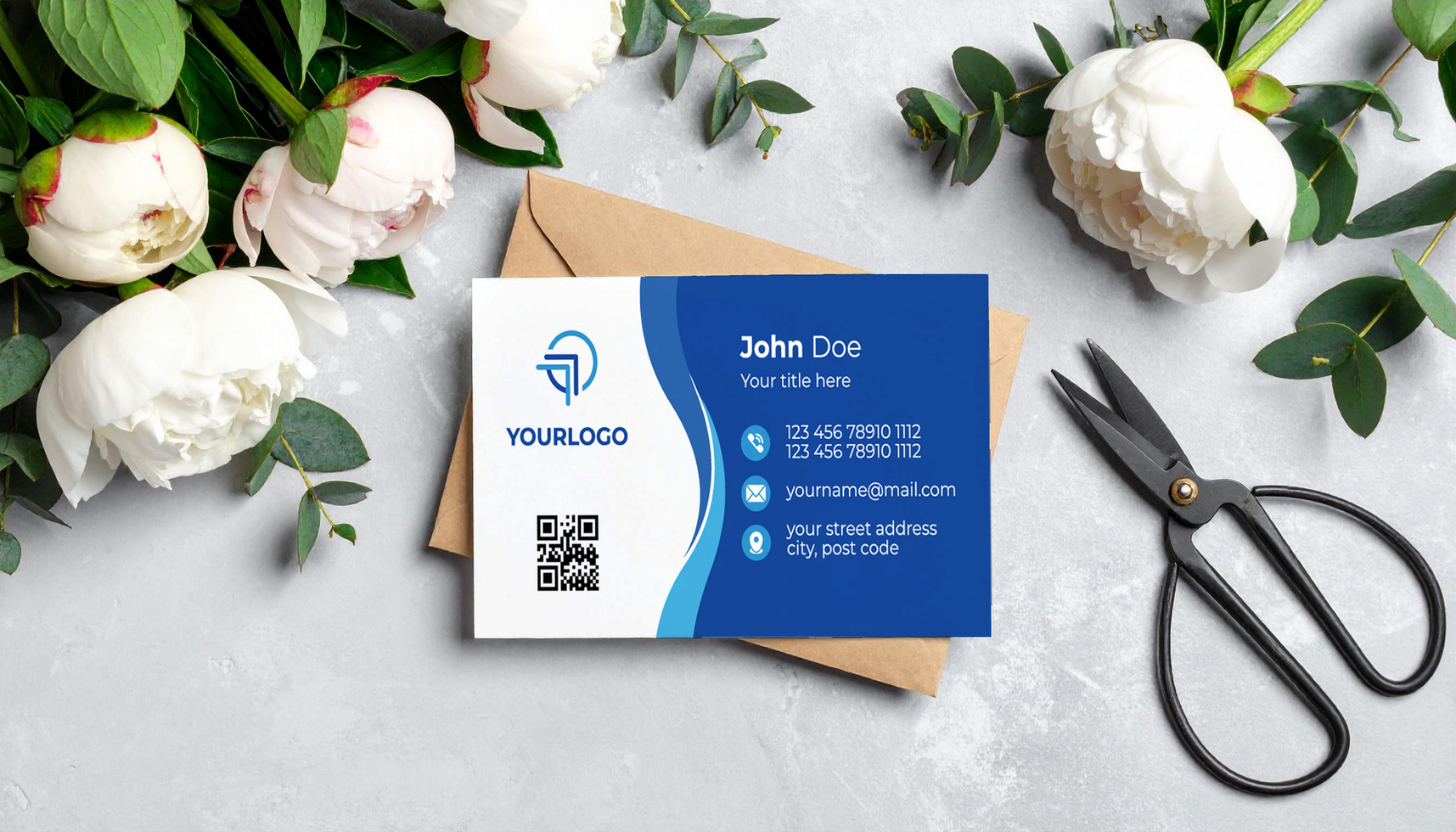 Botanical Eucalyptus Business Card Mockup Layout psd
