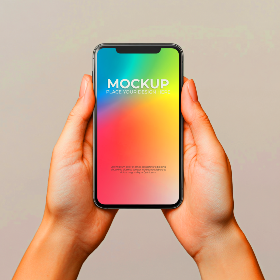 Vibrant Phone Mockup Colorful Gradient Display psd