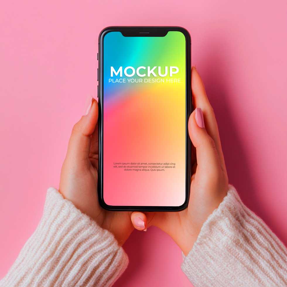 Vibrant Smartphone Mockup Colorful App Presentation on Pink Background psd