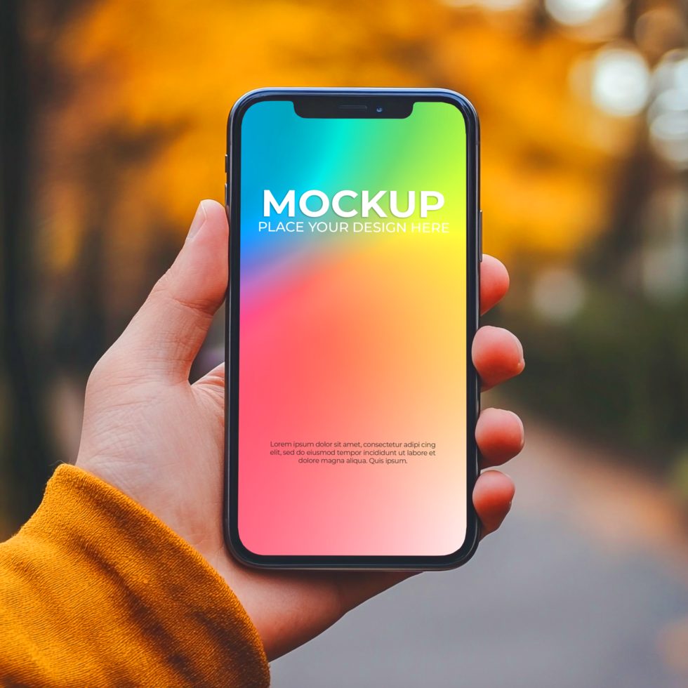 Vibrant Autumn Phone Mockup Showcase Your App Design psd