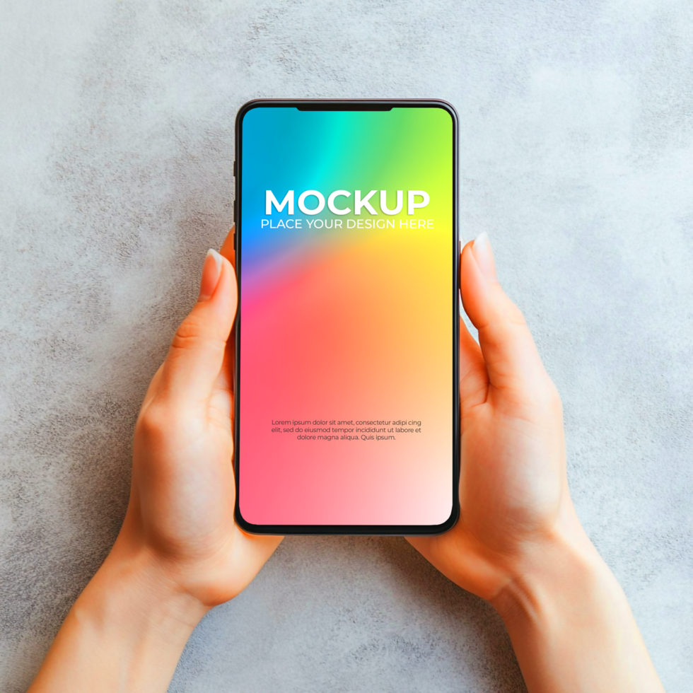Vibrant Smartphone Mockup Colorful Display on Concrete Background psd
