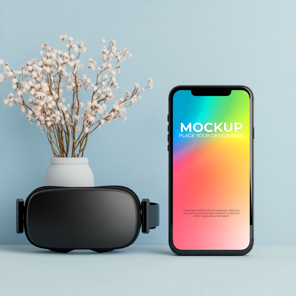 VR Headset and Smartphone Mockup Modern Technology Presentation psd