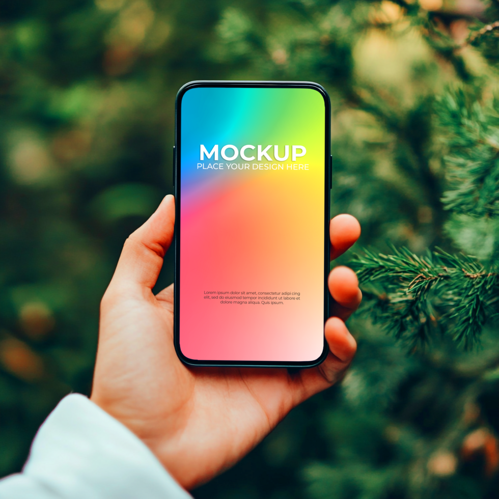 Smartphone Mockup Vibrant Display in Nature Setting psd