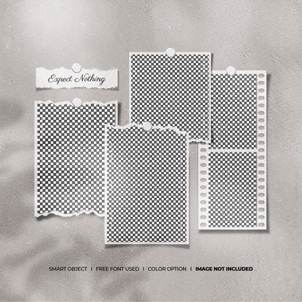 Torn polaroid photo frame set mockup psd