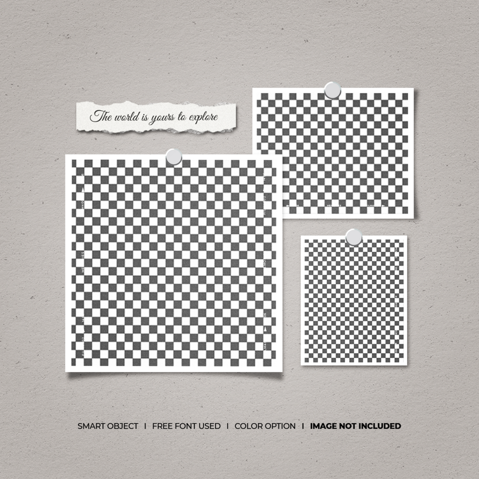Mockup of a moodboard featuring photo frames for social media posts psd