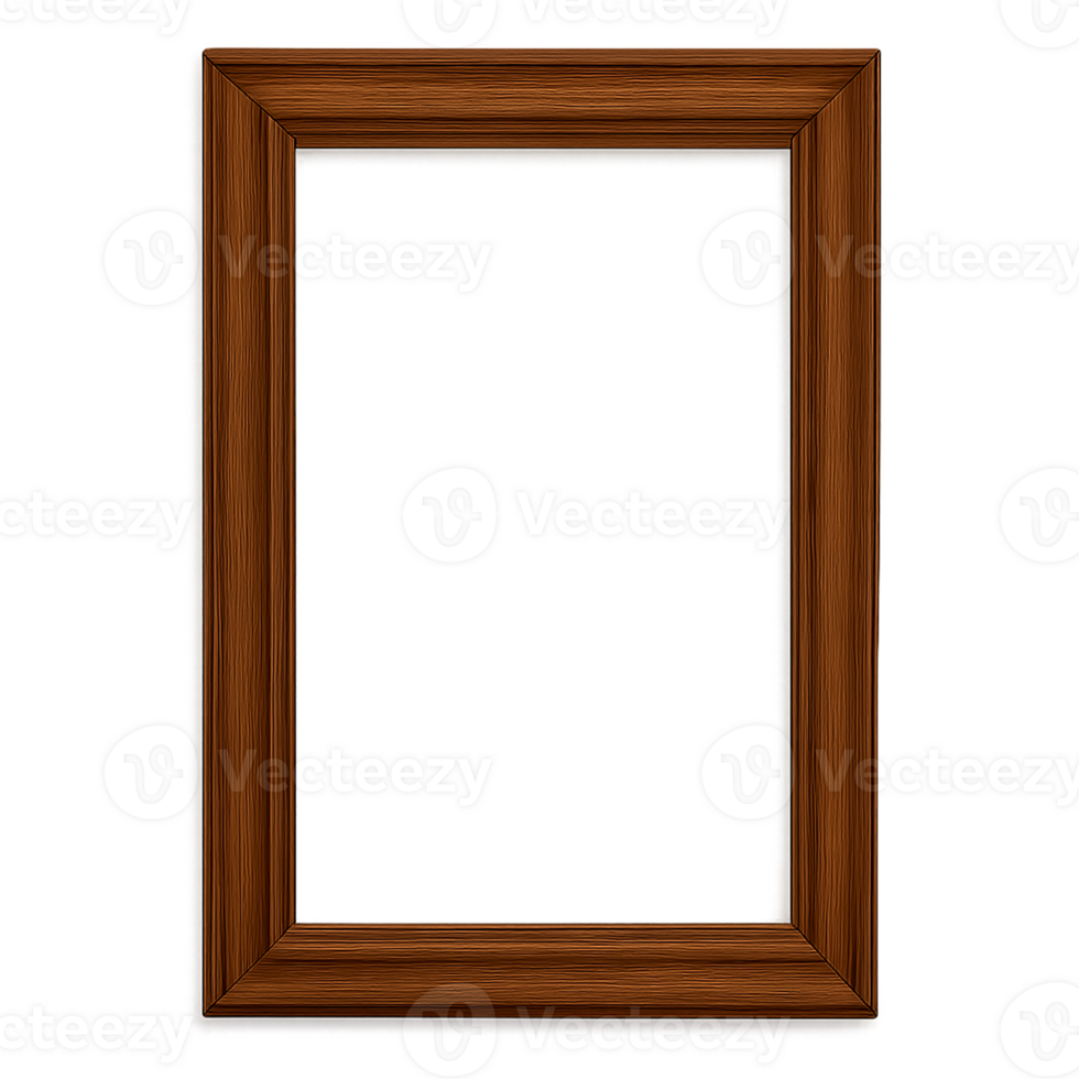 Empty Wooden Picture Frame Isolated on Transparent Background png