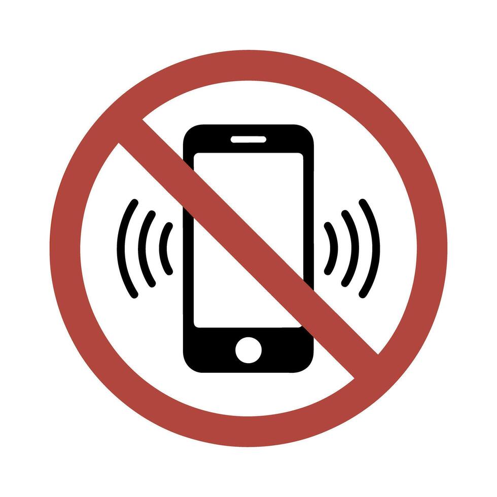 Prohibition Sign Mobile Phone No Calls No Ringing Red Circle Icon vector