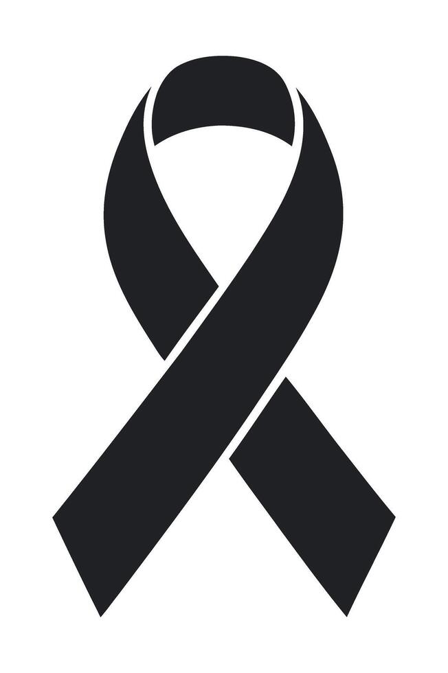 Simple Black Awareness Ribbon Icon Isolated on White Background for Support and Remembrance vector