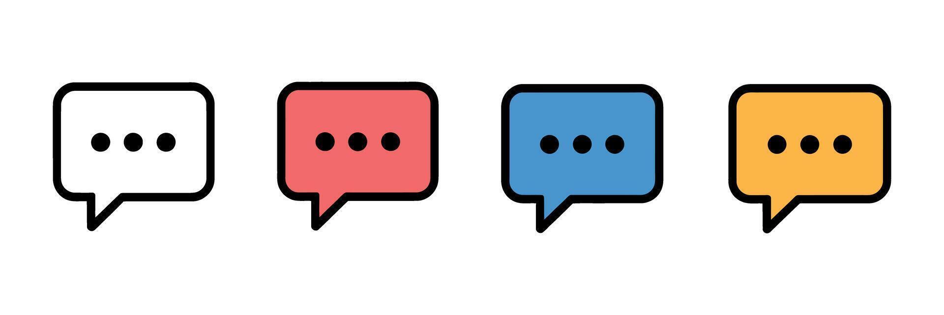 Four Colorful Chat Bubbles with Three Dots Representing Typing or Loading on a White Background for Social Media and Messaging Apps vector