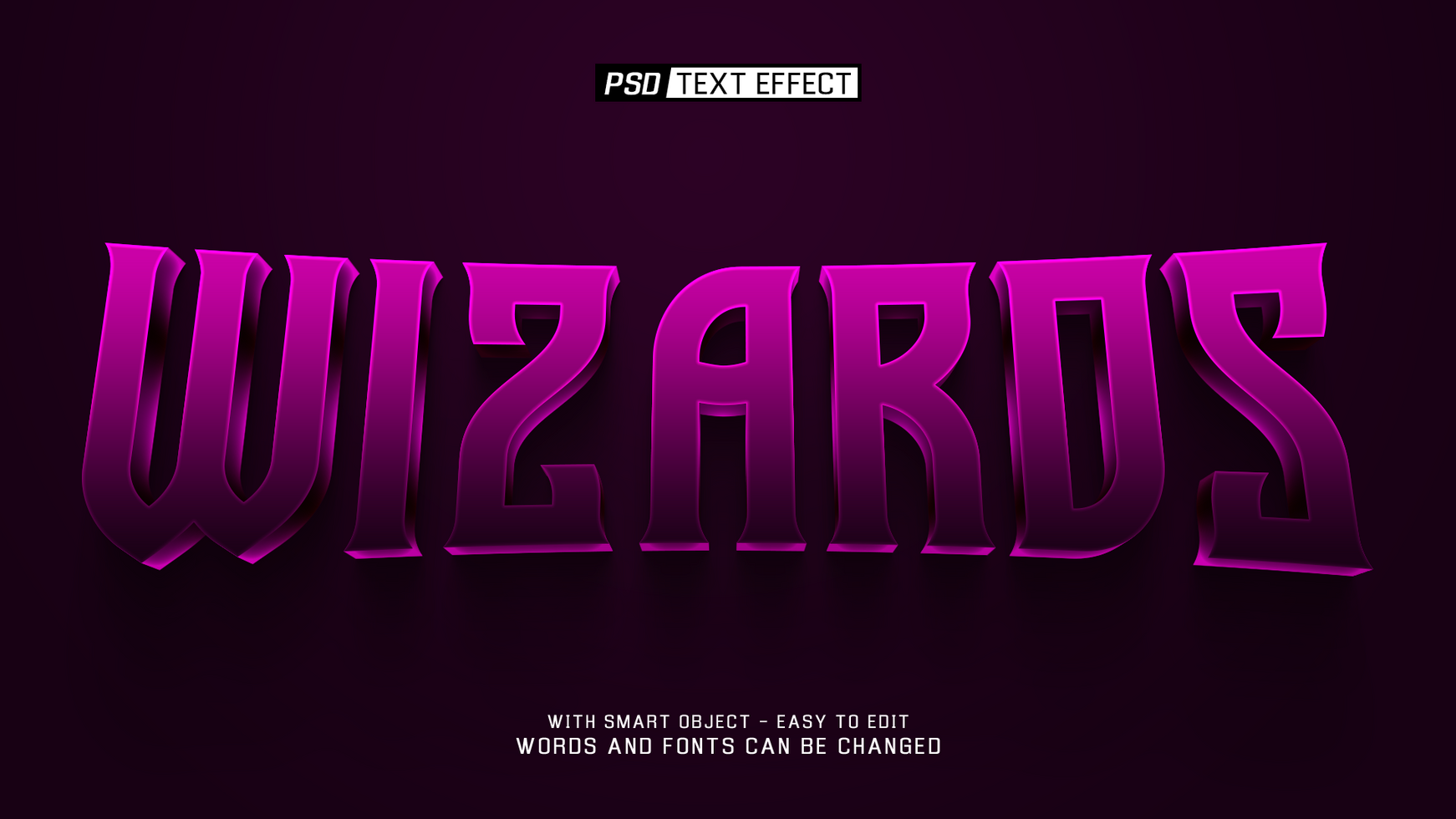wizards 3d text effect psd