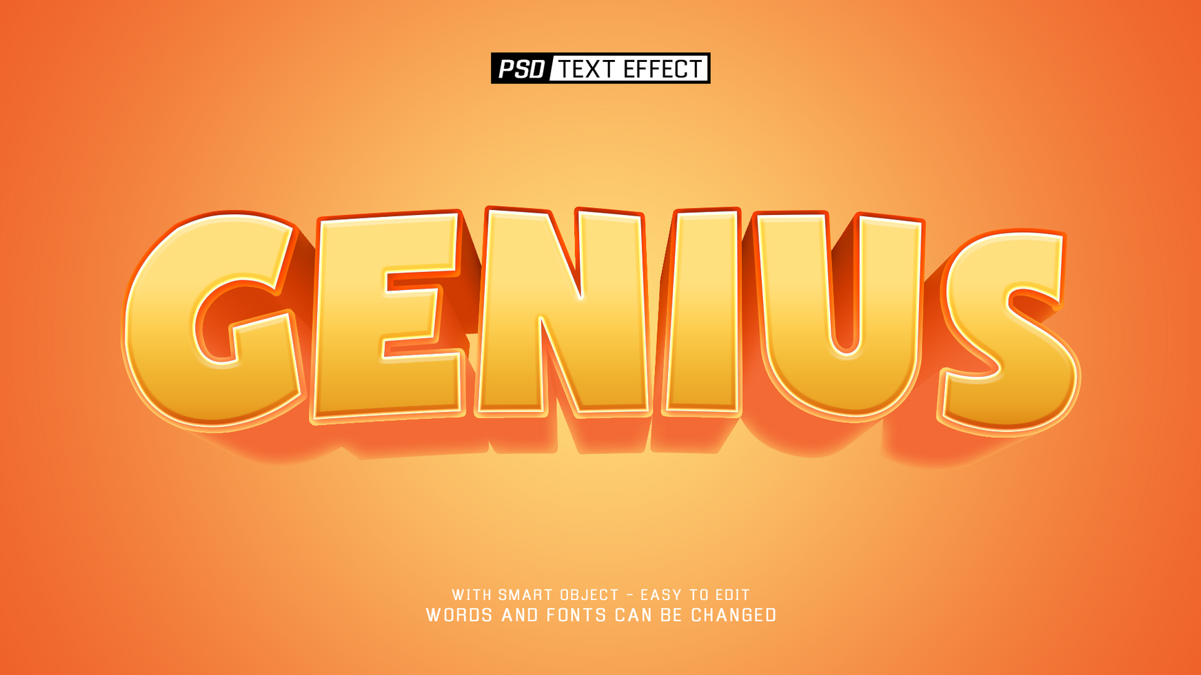 genius 3d text effect psd
