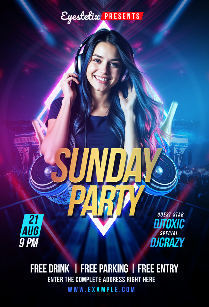 Sunday Night Party Neon Color psd