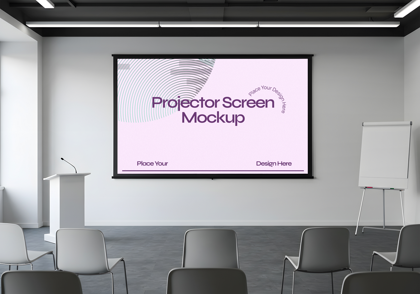 Projector Screen Mockup in a Conference Room psd