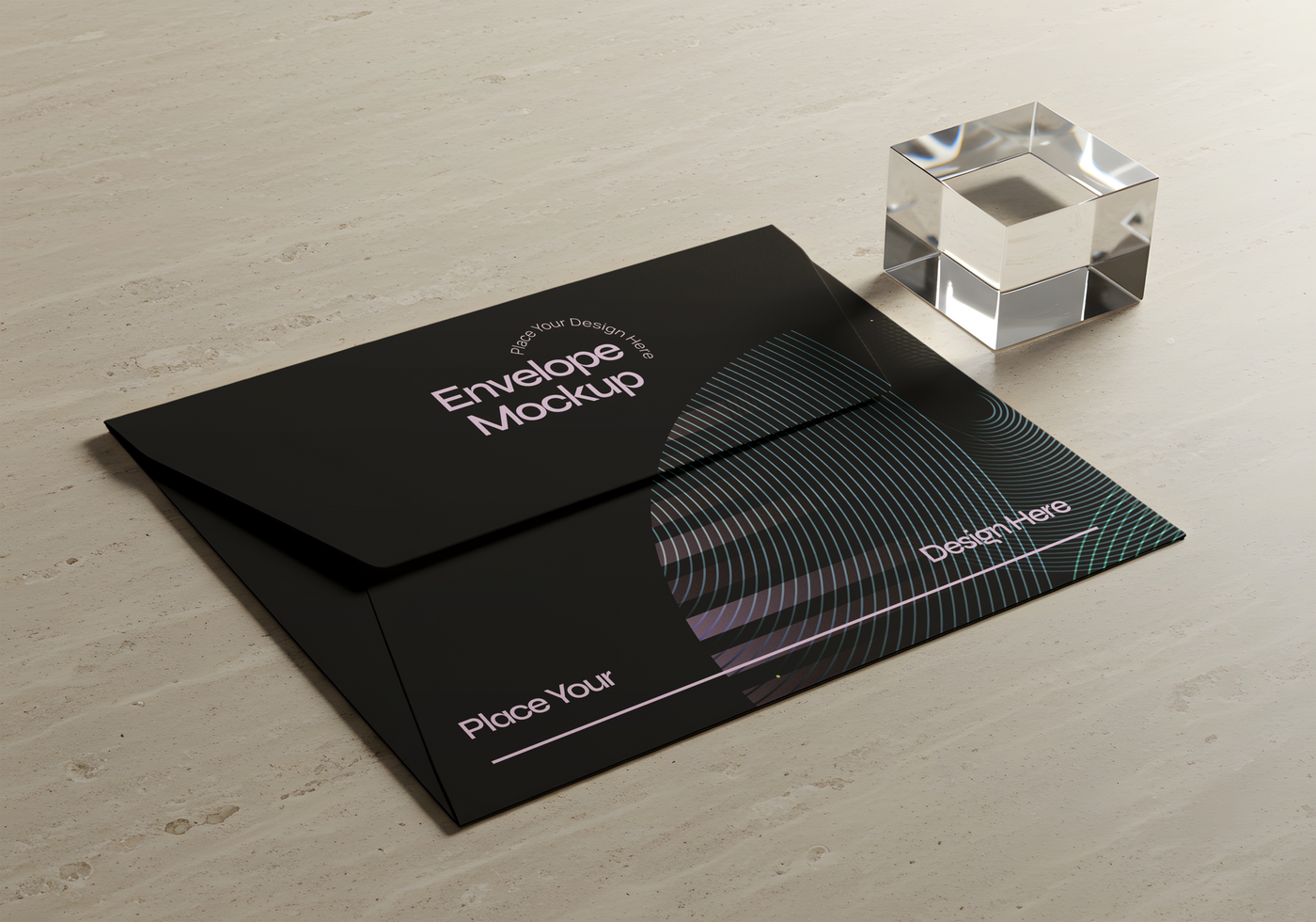 Elegant Black Envelope Mockup on a Textured Surface psd