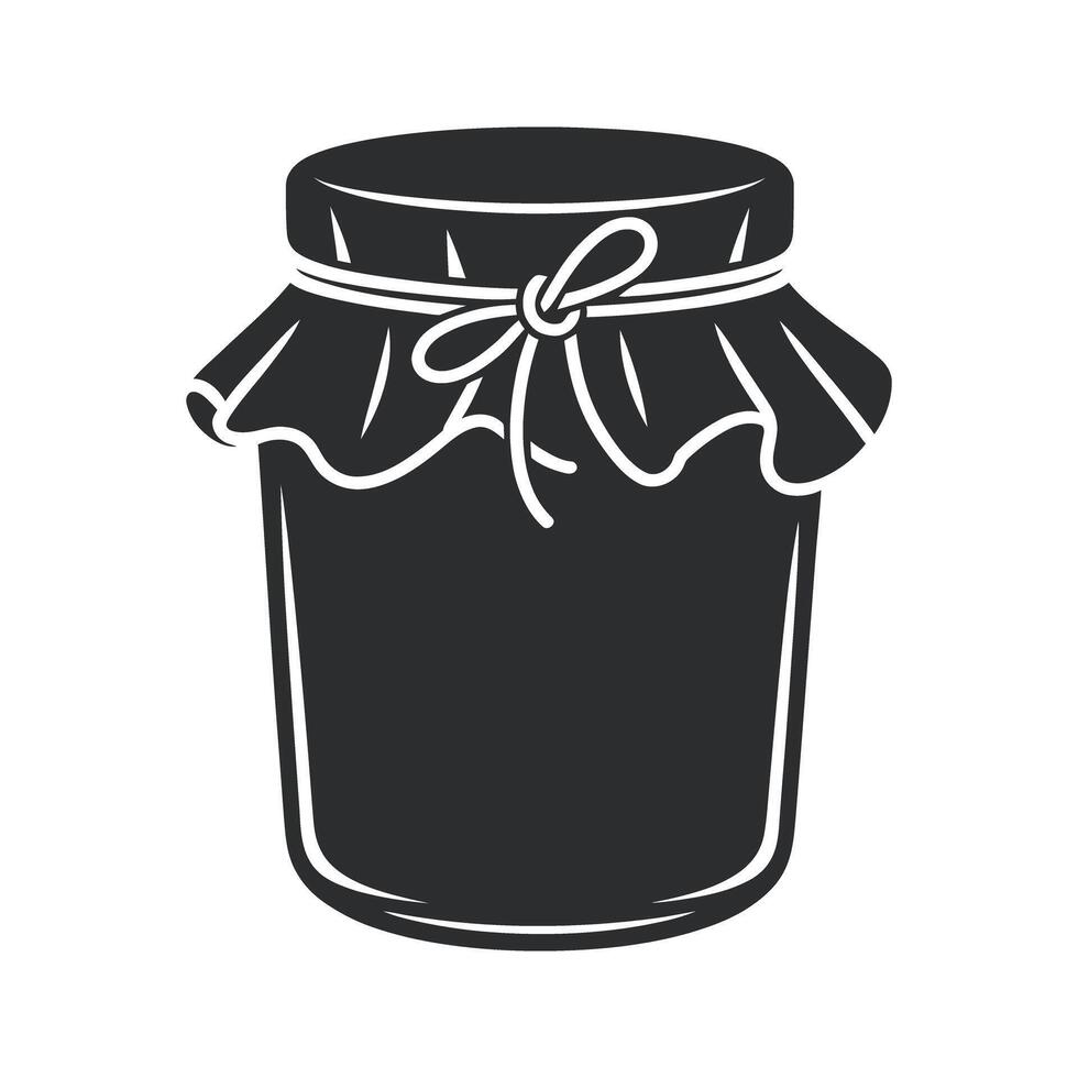 Silhouette of a Glass Jar with Fabric Lid and String Tie vector