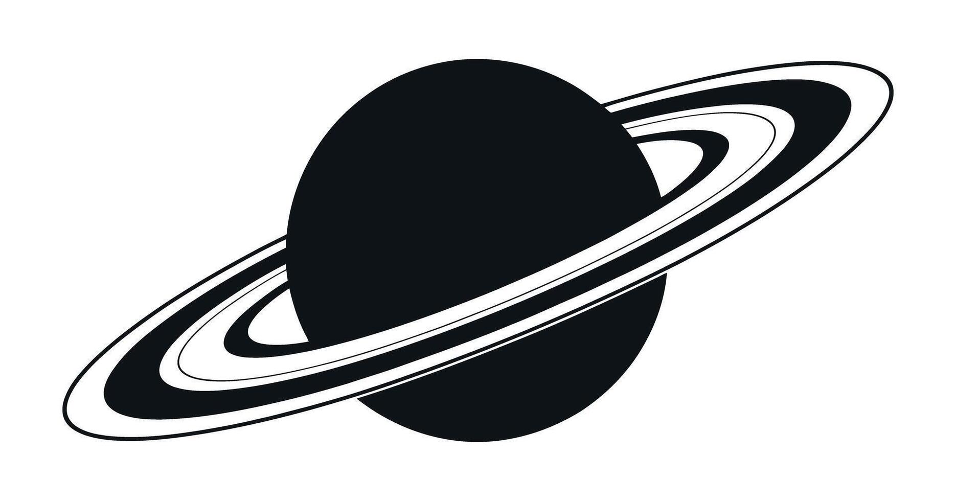 Monochrome Illustration of Saturn with Rings on White Background Space Exploration and Astronomy Concept Isolated Graphic Element for Design and Decoration vector