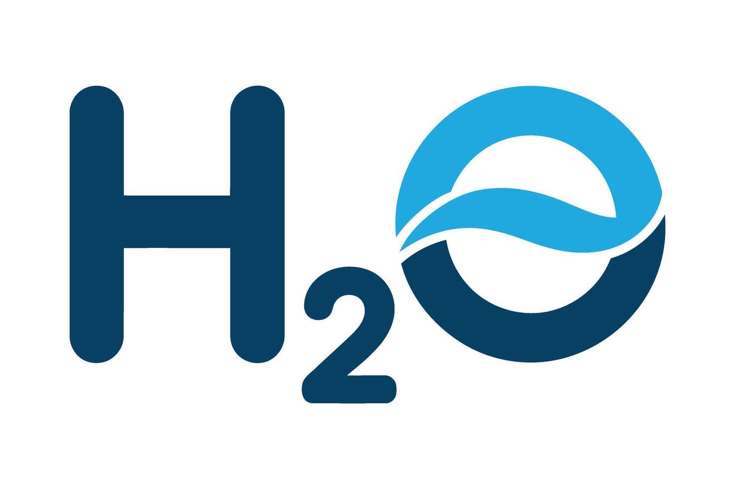 H2O Water Molecule Symbol with Blue Color Palette Representing Purity Cleanliness and Essential Element for Life on a White Background Minimalist Design vector