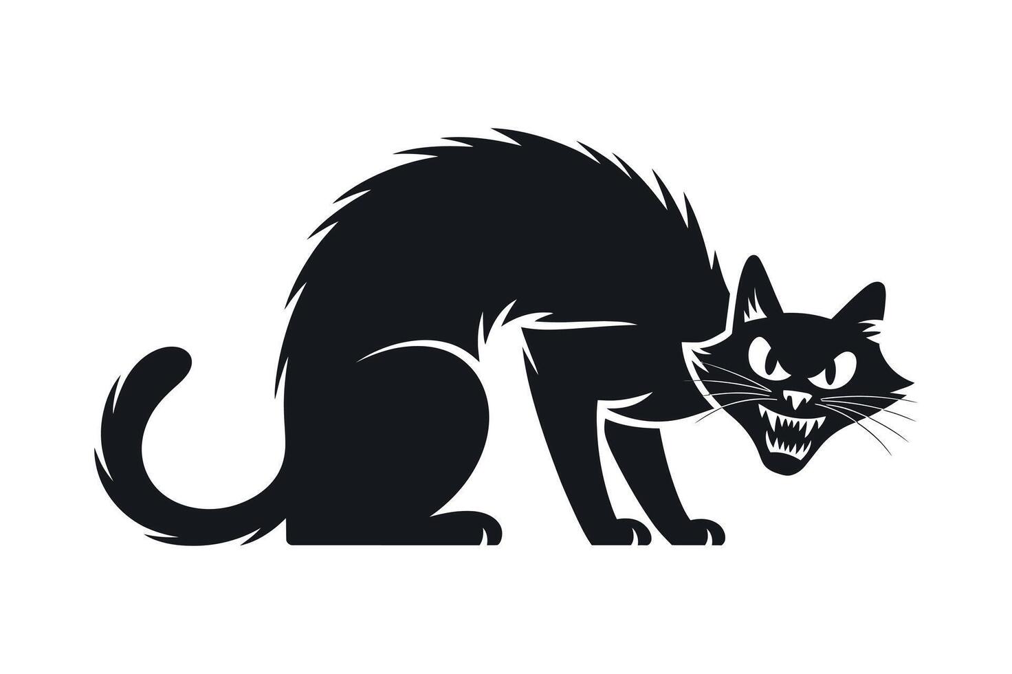 Aggressive Black Cat Silhouette Illustration for Halloween Design vector