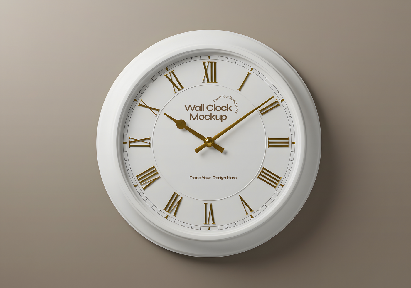 White Wall Clock Mockup with Roman Numerals psd