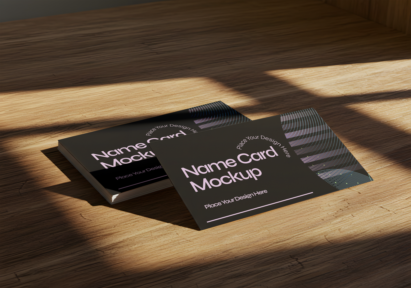 Elegant Business Card Mockup on Wooden Surface psd