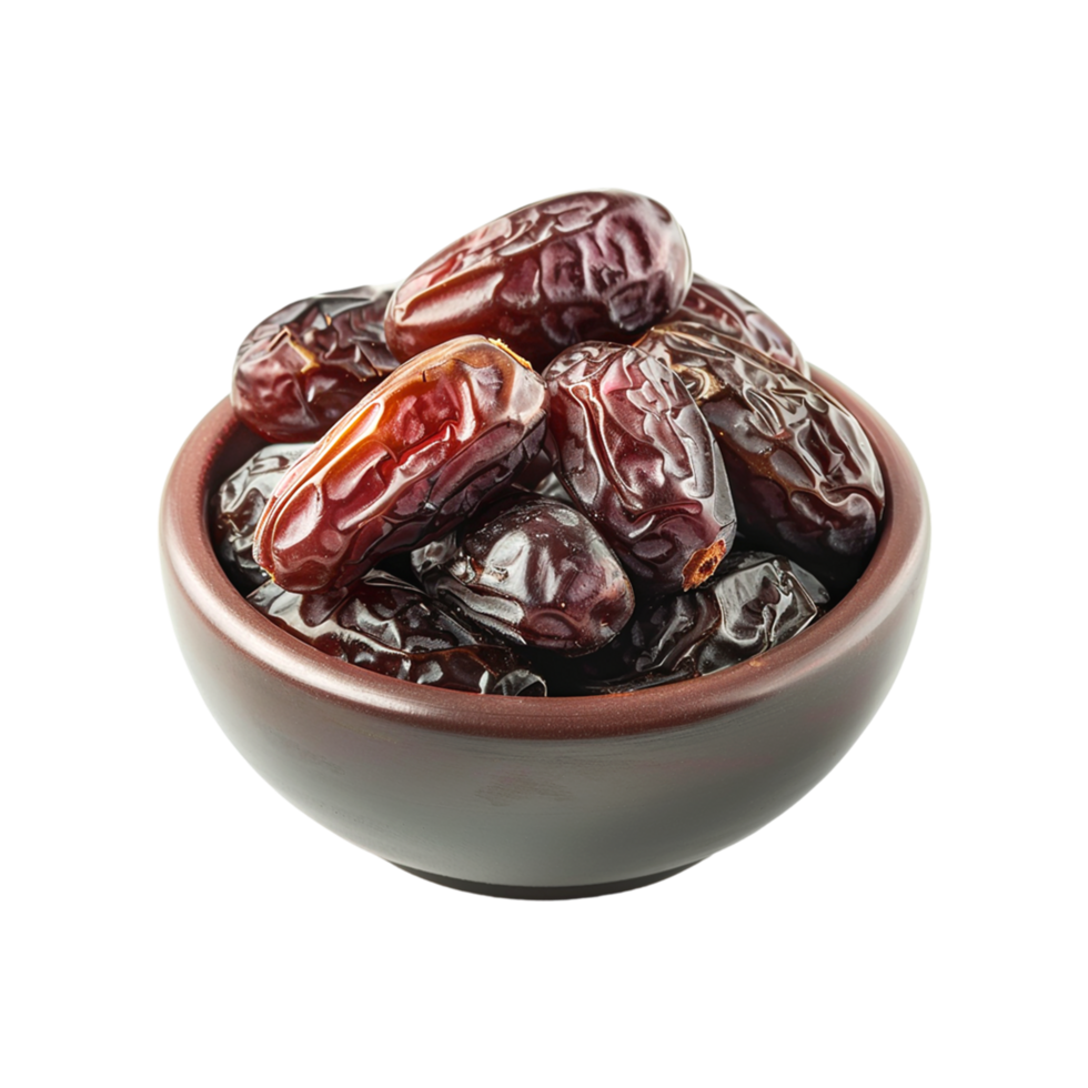 A Bowl Filled with Sweet Dates Isolated on Transparent Background png