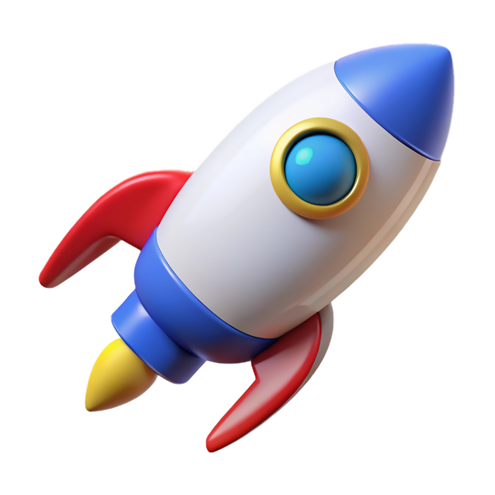 3D Rocket Icon for Startup and Launch Concepts Isolated on transparent background. png