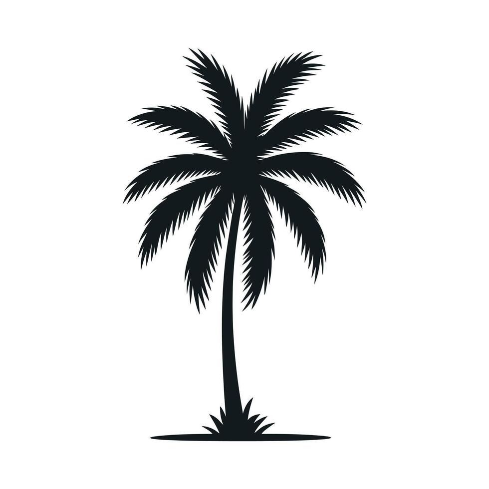 Elegant Palm Tree Silhouette Isolated on White Background Tropical Vacation Concept Simple and Clean Design for Summer Projects and Creative Use vector