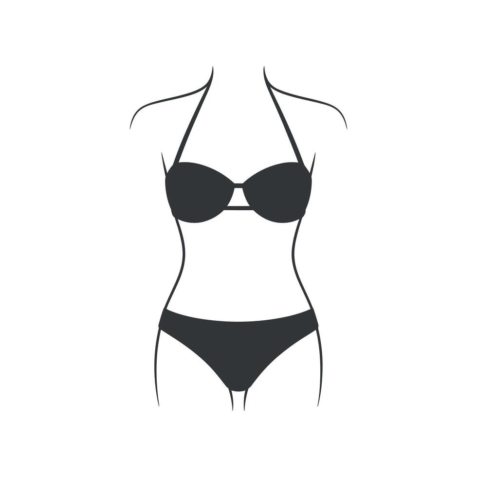 Simple Black Bikini Icon on White Background for Summer Fashion Design vector