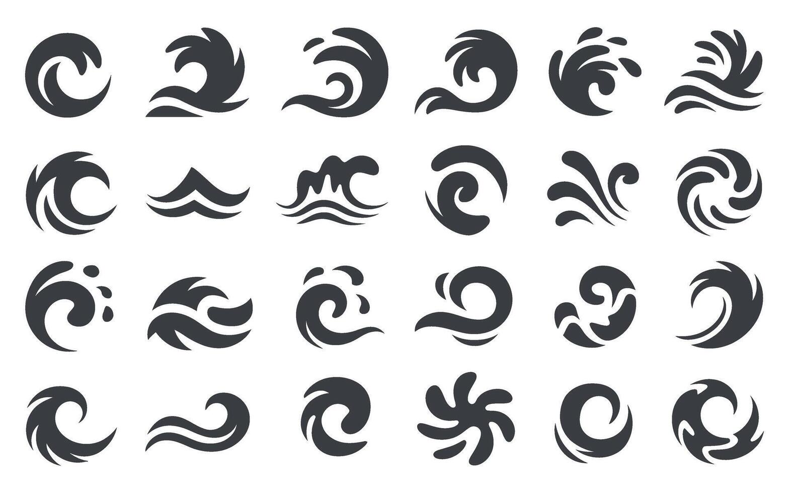 Collection of Abstract Wave Icons Water Symbols Ocean Design Elements vector