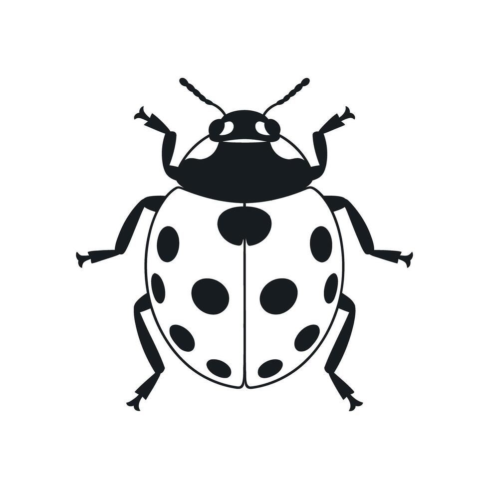 Simple Black and White Ladybug Illustration Isolated on White Background vector