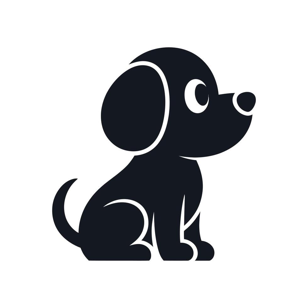 Adorable Puppy Silhouette Illustration Perfect for Pet Related Designs Logos and Icons with a Clean Modern and Playful Aesthetic on White Background vector