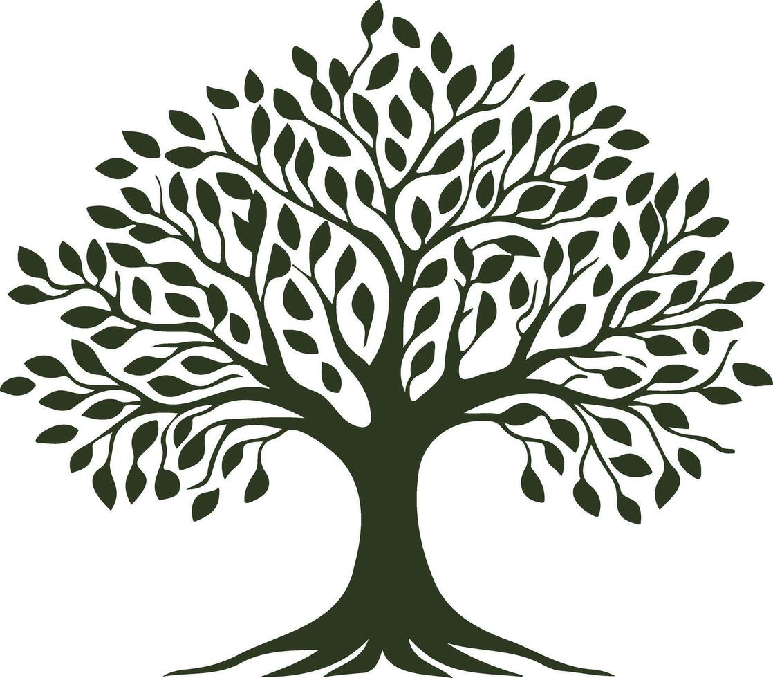 Olive Tree Silhouette Graphic. Natural Beauty Symbol With Leaves and Branches Design vector