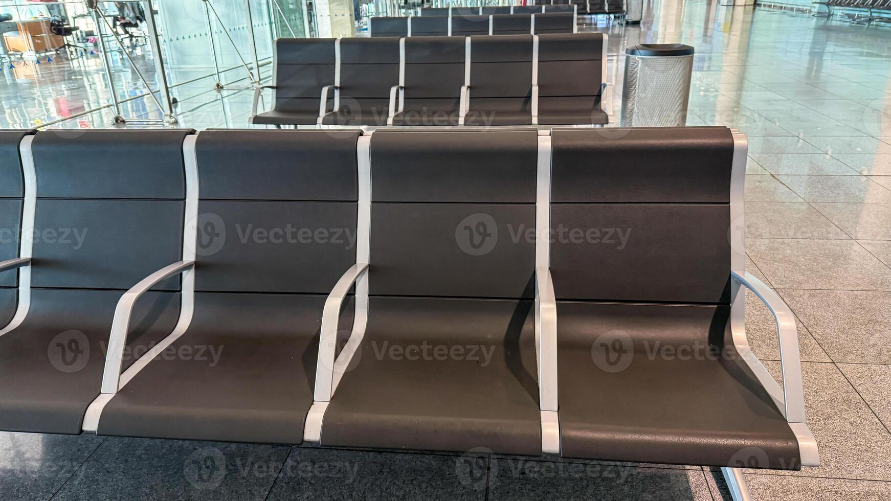 Empty airport bench whispers tales of fleeting wanderlust during Diwali and Chuseok, modern liminal spaces in travel reverie photo