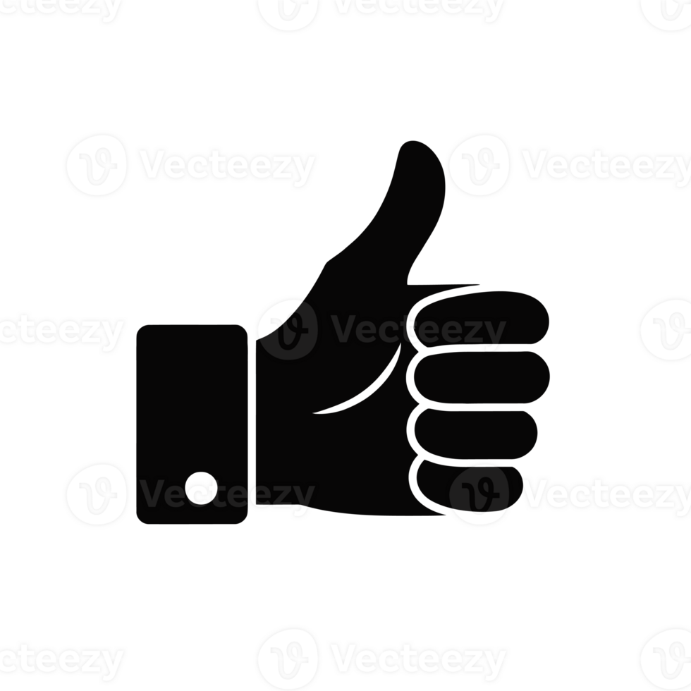 A black silhouette of a hand gives a thumbs-up gesture cutouts png