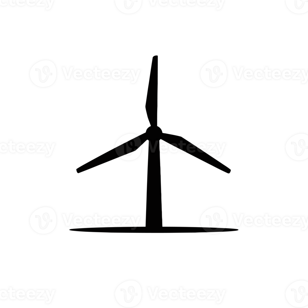 A simple black silhouette of a wind turbine cutouts png
