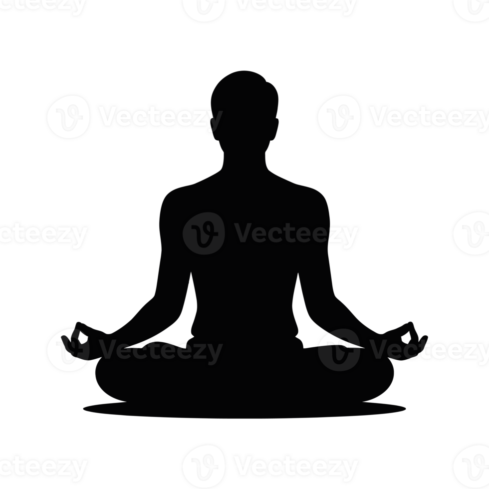 A silhouette of a person sitting cross-legged in a meditative pose cutouts png