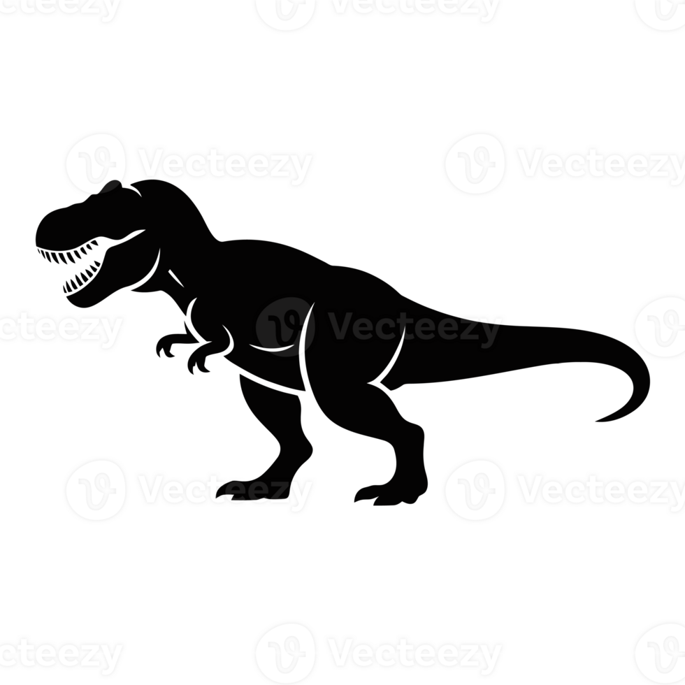 A bold, black silhouette of a Tyrannosaurus rex cutouts png