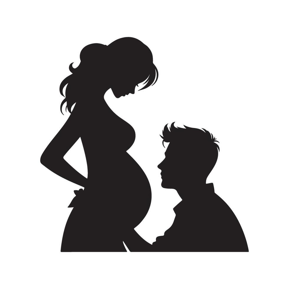 Silhouette of a pregnant woman and man vector