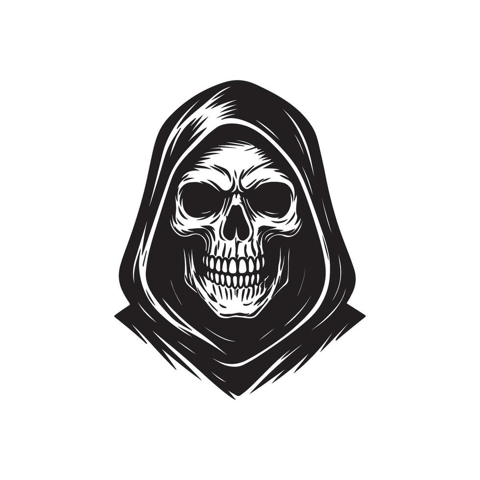 Skull in hooded robe illustration vector