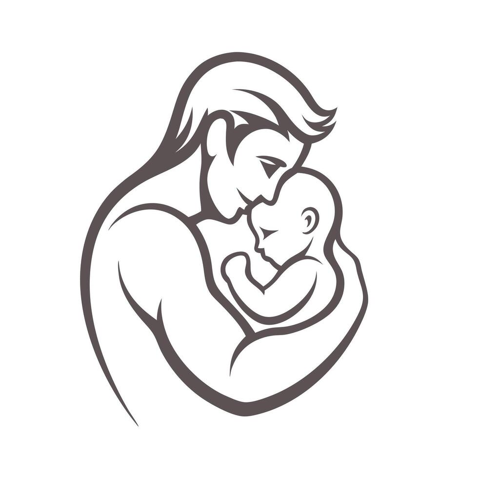 Simple of Dad Hugging Infant vector