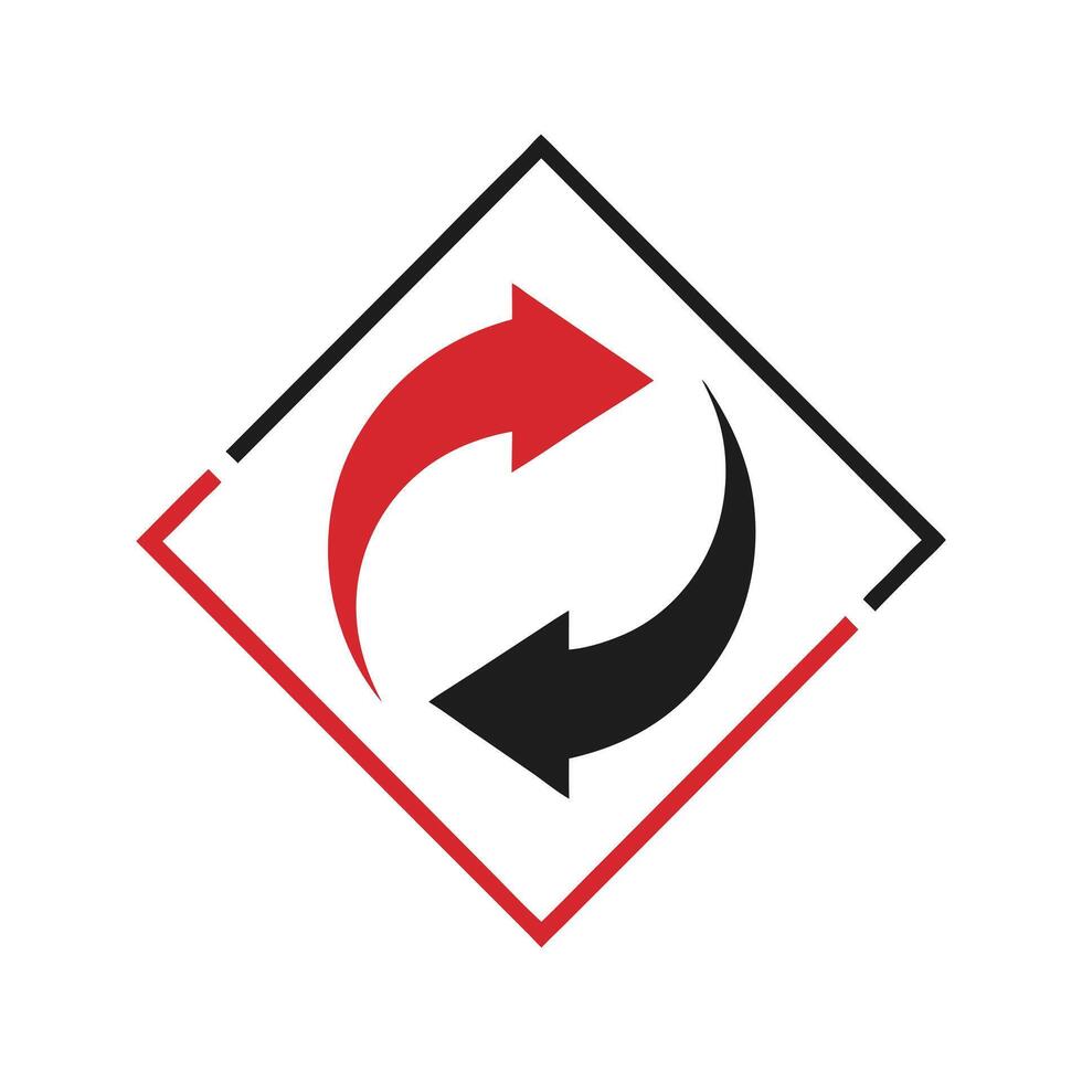 Curved Sync Arrows in Square Logo vector