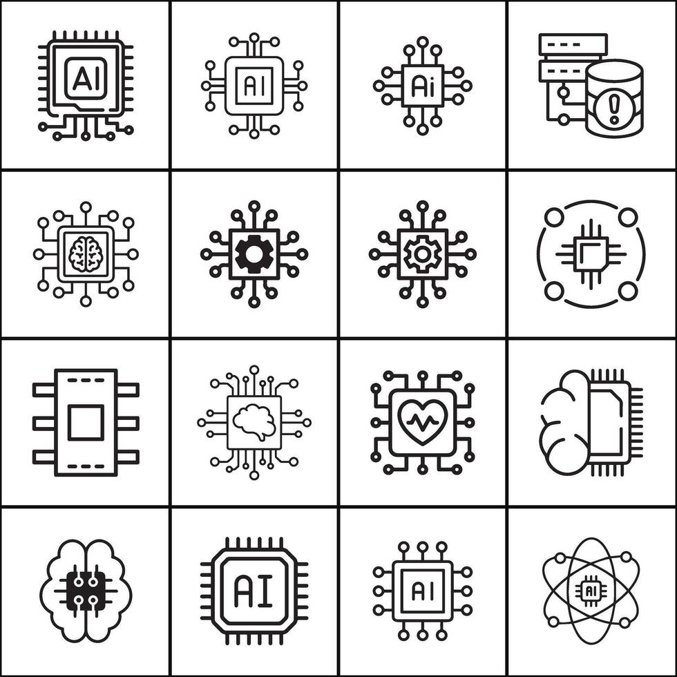 AI and Machine Learning Technology Icons vector