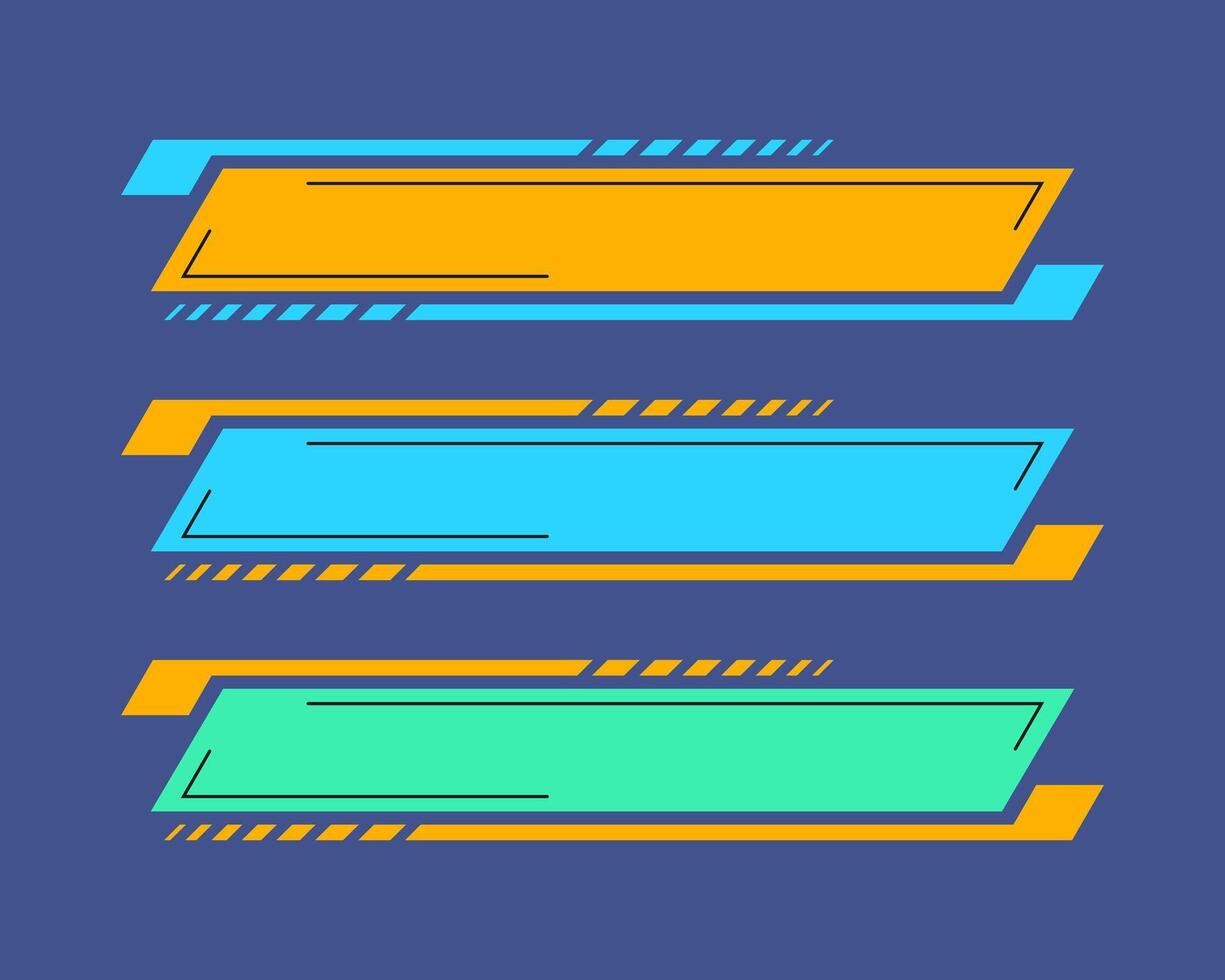 Flat design lower third template in three colors vector