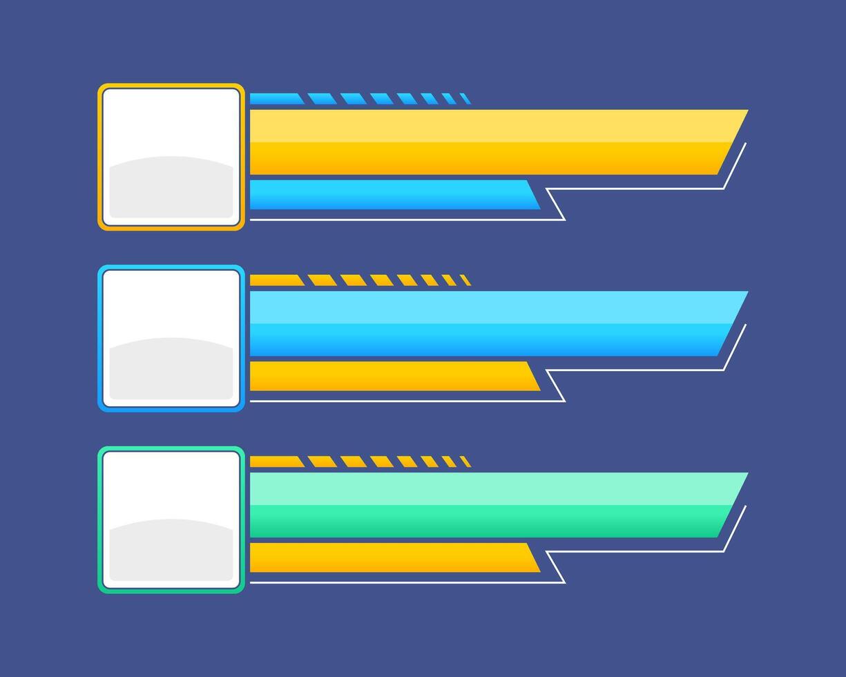 Lower third template in three colors vector