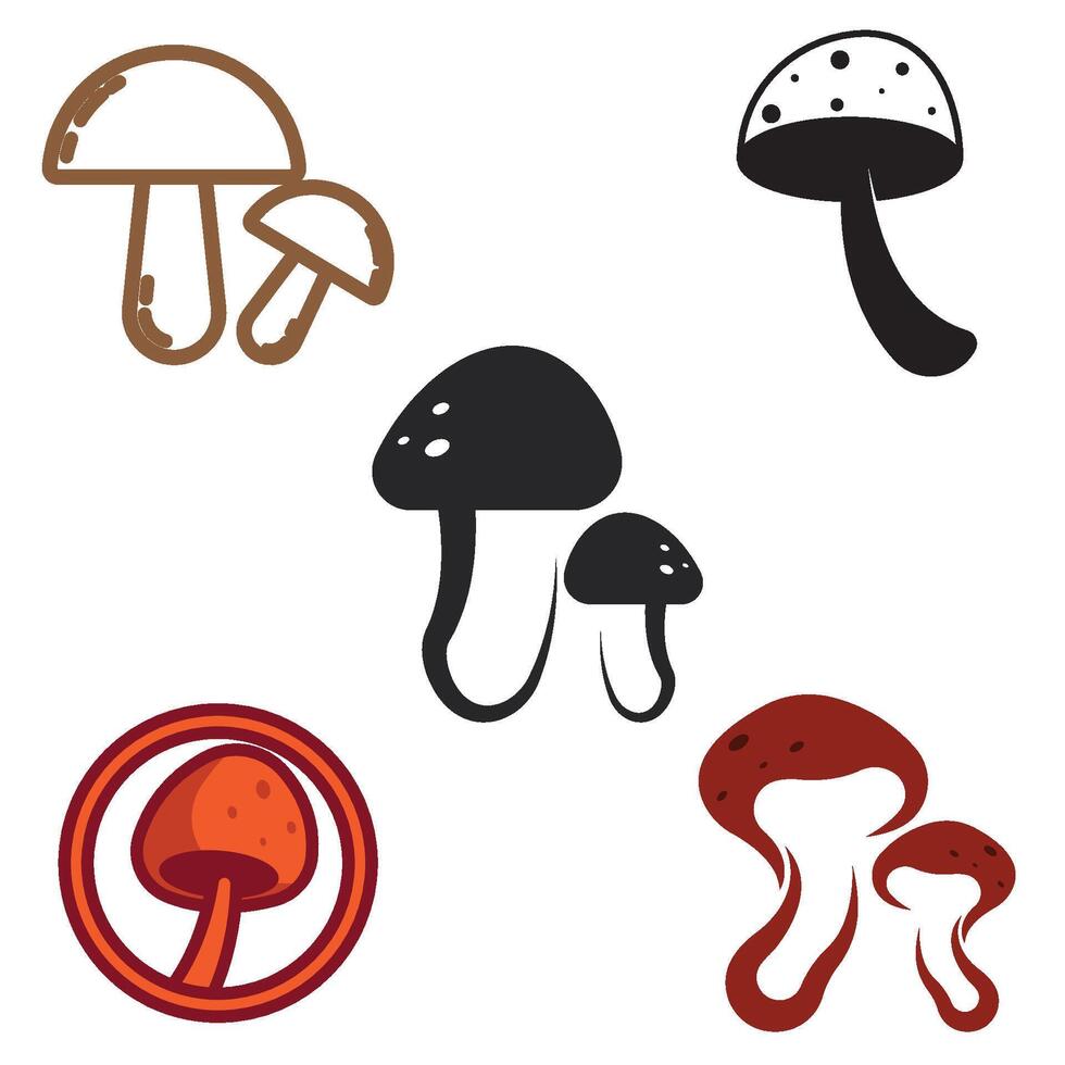 set mushroom illustration logo icon template vector