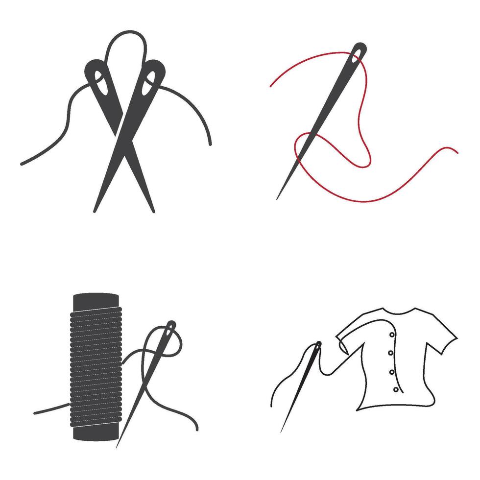 set Tailor or textile logo flat design template vector