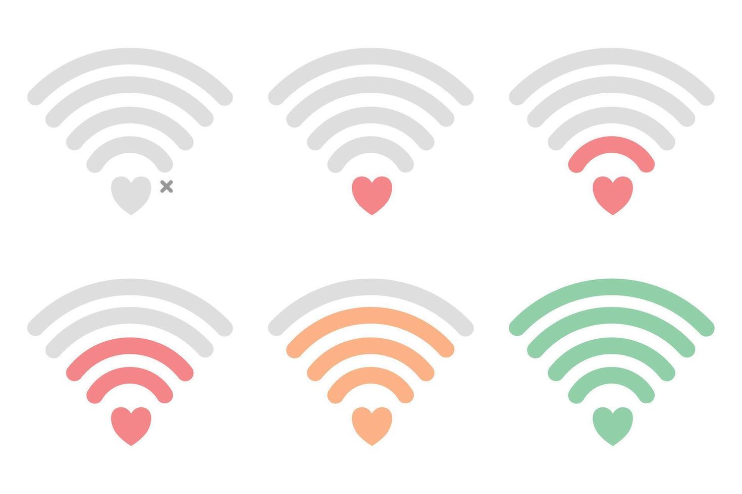 Wifi icon set with signal. Cute style. Wifi icon wireless internet signal element flat symbol. Suitable for clip art, stickers, flat design illustration, etc vector