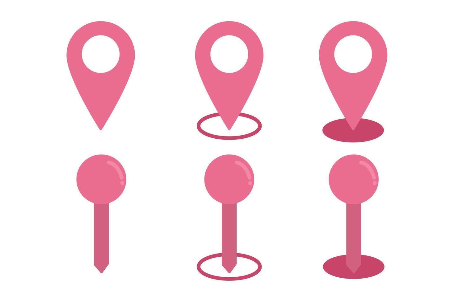 Set of map pin location icons. Map pin place marker. Location icon. GPS location symbol collection. Suitable for clip art, stickers, flat design illustration, etc vector