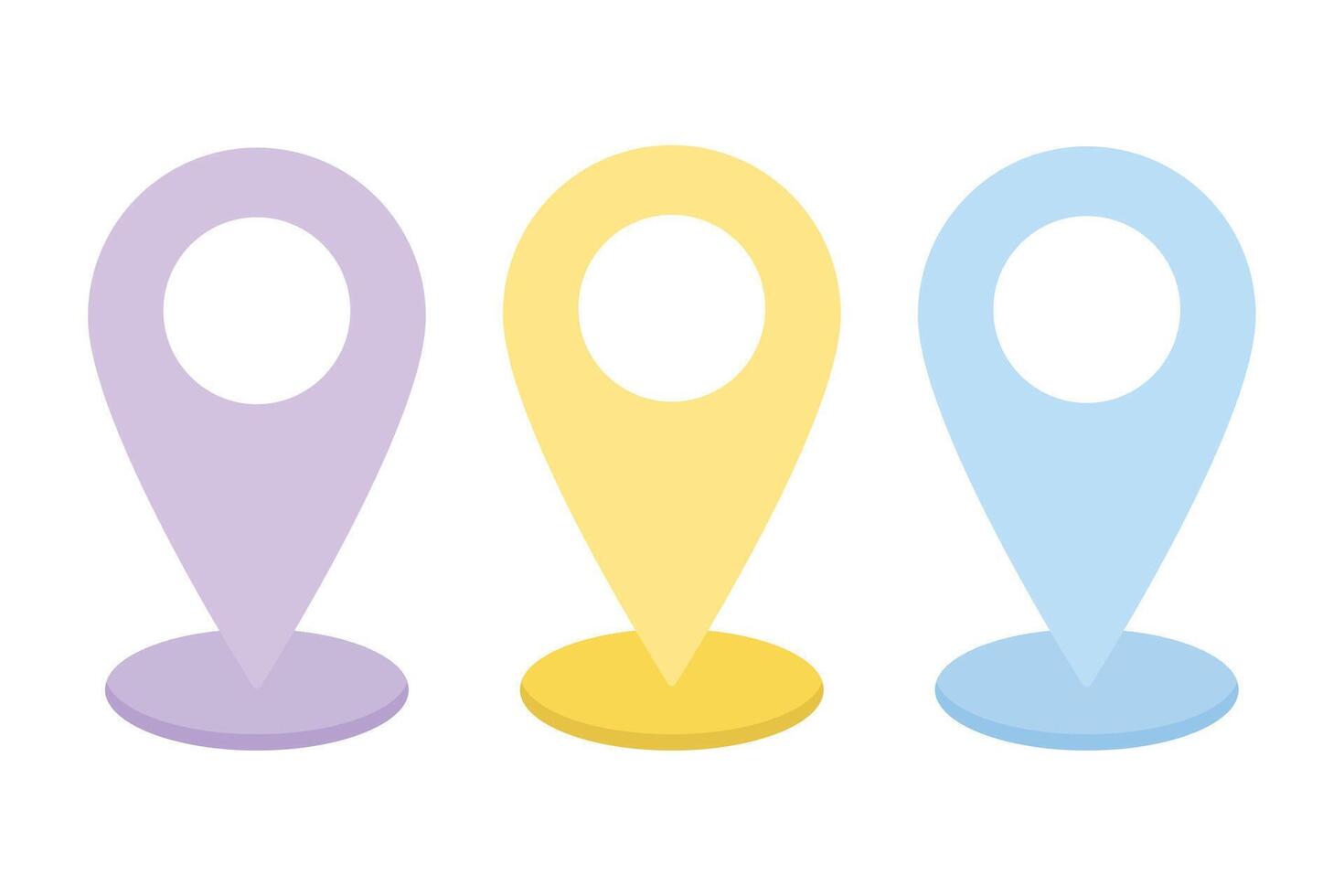 Set of map pin location icons with pastel color. Map pin place marker. Location icon. GPS location symbol collection. Suitable for clip art, stickers, flat design illustration, etc vector
